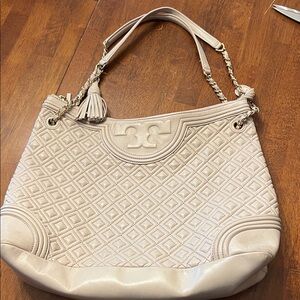 Tory Burch Beige Quilted Shoulder Bag